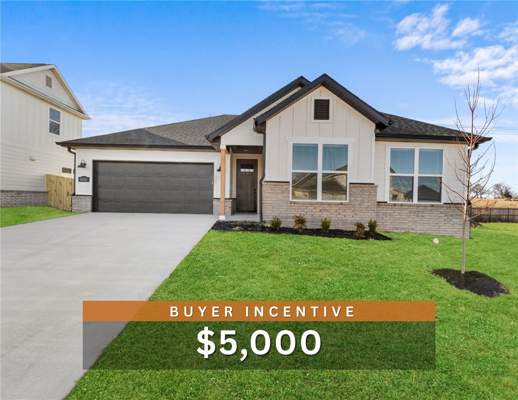 $5,000 BUYER INCENTIVE. Discover your dream home in the sought-after Osage Hills neighborhood. Benton plan with garage on the left and East facing! 10 ft ceilings in the living/kitchen area, linear electric fireplace in the living, 1 level, LVP flooring throughout the main living areas and primary bedroom, quartz countertops and more. Chef's kitchen boasting frigidaire stainless steel appliances, gas range, pantry, quartz countertops, bar pull handles, large island and gorgeous backsplash. Luxurious primary bedroom features abundant natural light, while the spa-like primary bathroom offers a walk-in shower, double sinks, and spacious walk-in closets. Additional features include three large secondary bedrooms and a separate laundry room. Nestled on a generous lot with covered patio that overlooks the serene sodded, fully fenced backyard. Model home located at 6008 SW Coywolf St- Lot 122.