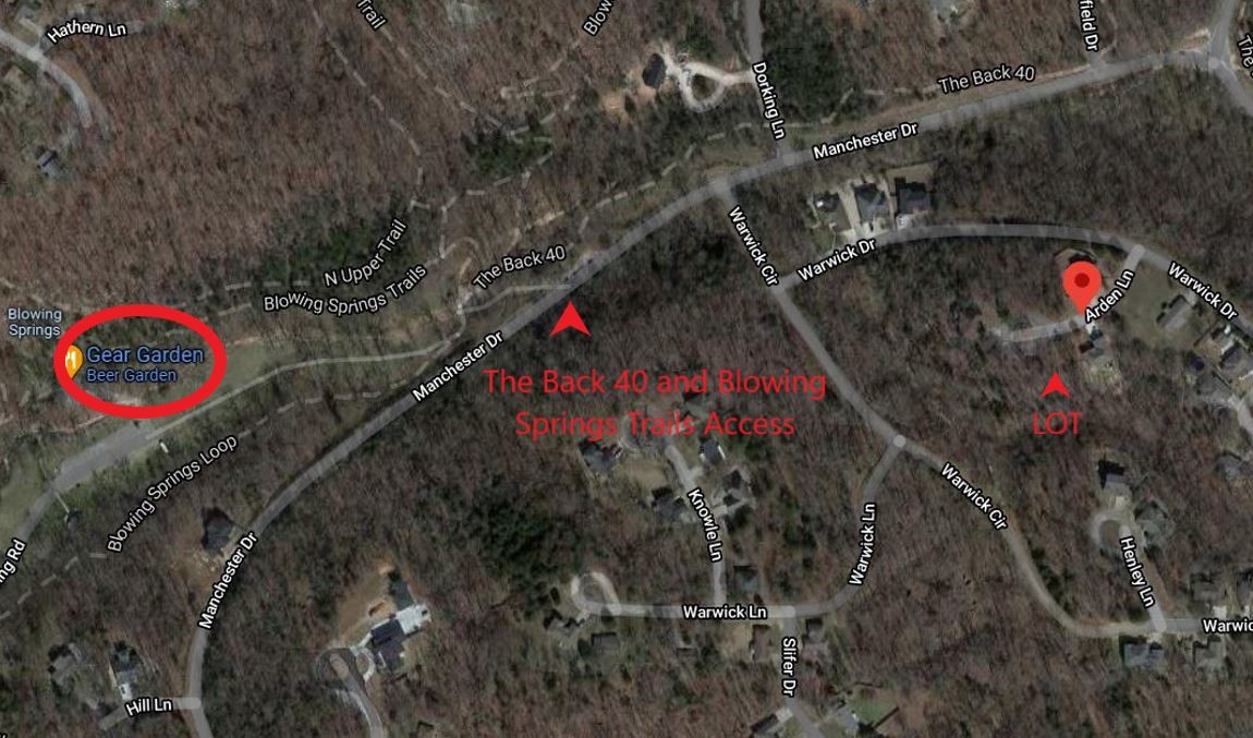 Don't miss this sewer lot in a quiet cul-de-sac that is close to schools, shopping and medical care.  Quick and easy access to The Back 40 trails, Blowing Springs Trail and the Gear Garden.  Lot next to this is also for sale.  See MLS 1201047.