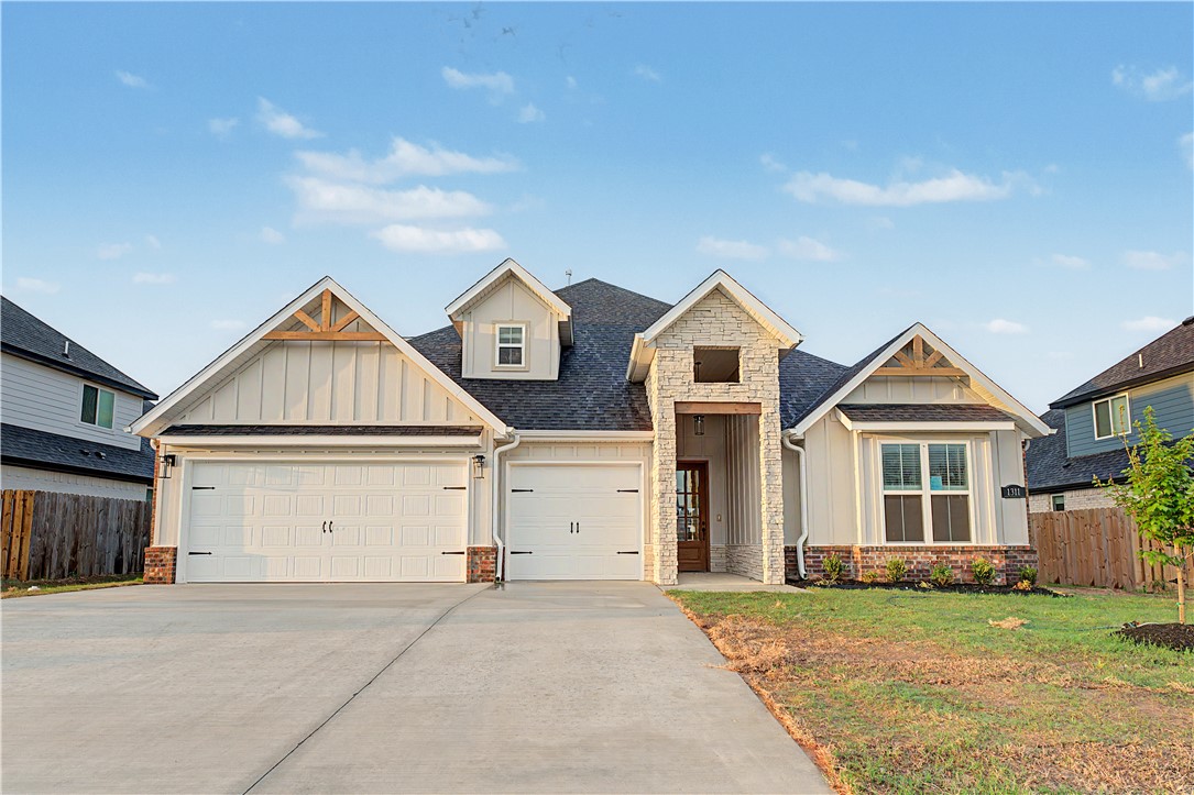 Welcome to the Bella plan - a spacious and well-designed two-story home offering 2,929 SF of living space. This plan offers 4 bedrooms, 3 bathrooms, plus a bonus room! Gorgeous engineered wood flooring and wood beams in the vaulted living area and the master bedroom. Additional highlights include a covered back patio with a convenient storage room and a three car garage. Gutters, fence and blinds included in the price! Right around the corner from Bentonville West, Centerton Gamble, and Centerton Little League. Enjoy the community pool, basketball court, and playground area. Builder is offering a $2,500 towards closing costs! Preferred lender is offering $2500 in lender credits.