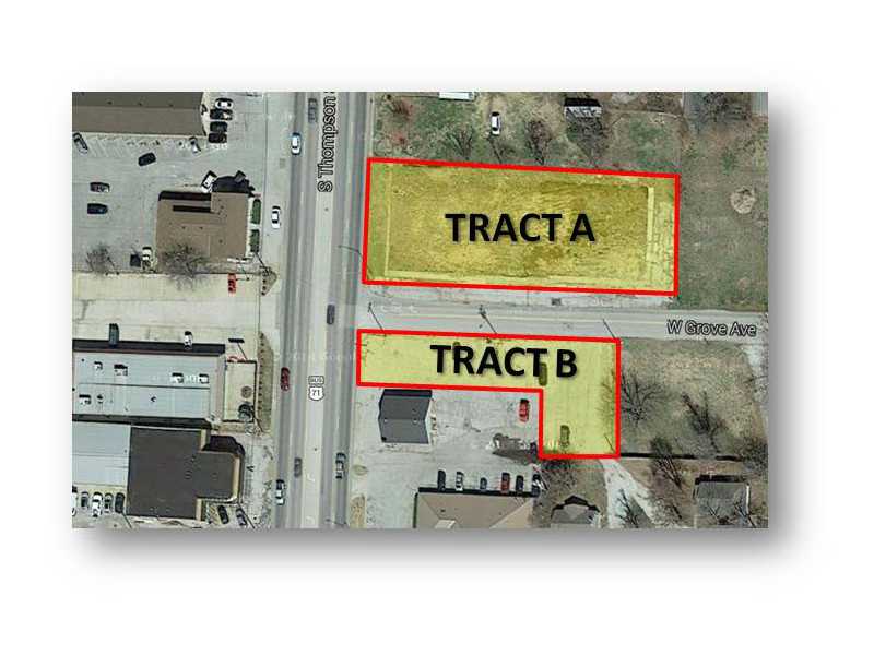 Corner lot, situated on S Thompson / HWY 71, Across the street from the Springdale High School and just 3 blocks away from Northwest Medical Hospital.  Parcel is subject to a lot split.,Tract A equals .65 AC +/-  @ $10.00 psf and Tract B equals .35 AC+/- @ $7.50 psf, see flyer for details.