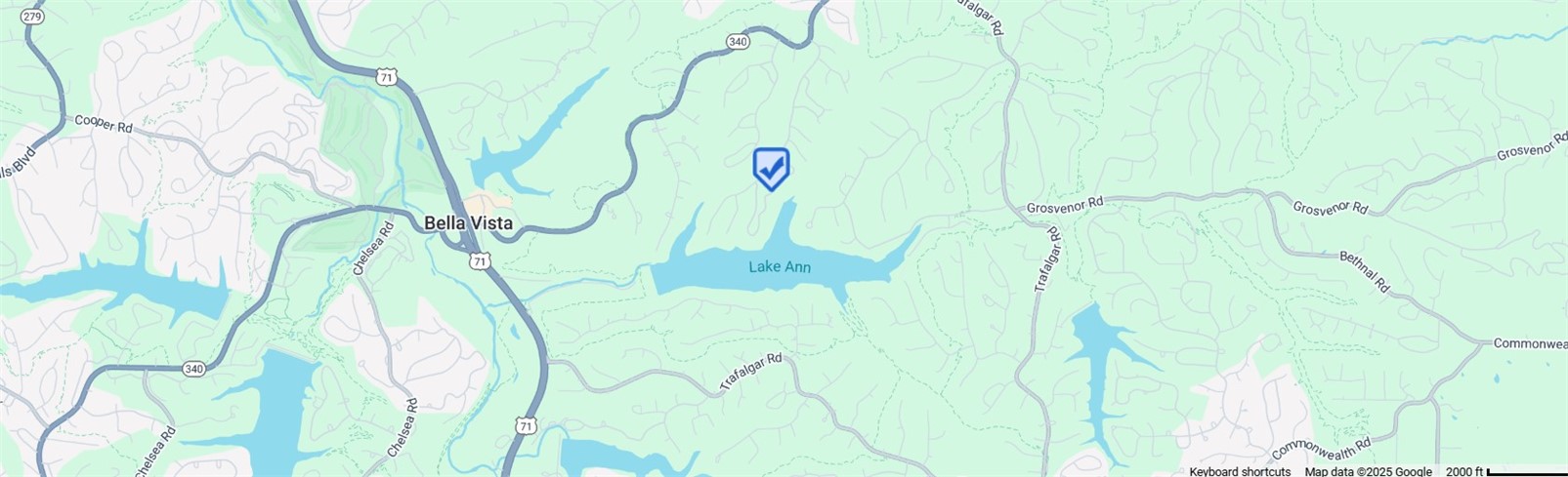 Great lake area location, with a seasonal lake view, conveniently close to Lake Ann, offering three walking distance access points. A short drive to 71-B (Bella Vista Way), Berksdale Golf Course, Bella Vista Country Club, and The Bella Vista Town Center are five minutes away. The Summit School, and Flo Ride Bike Trails are nearby. This lot has two access point choices off Bosworth Circle, top and bottom. This is a gently sloped buildable lot. Also, Perc tested for a three or two-bedroom home is available upon request. Lot corners are flagged pink/orange for ease in showings. Friendly owner financing is available. Appointment only.