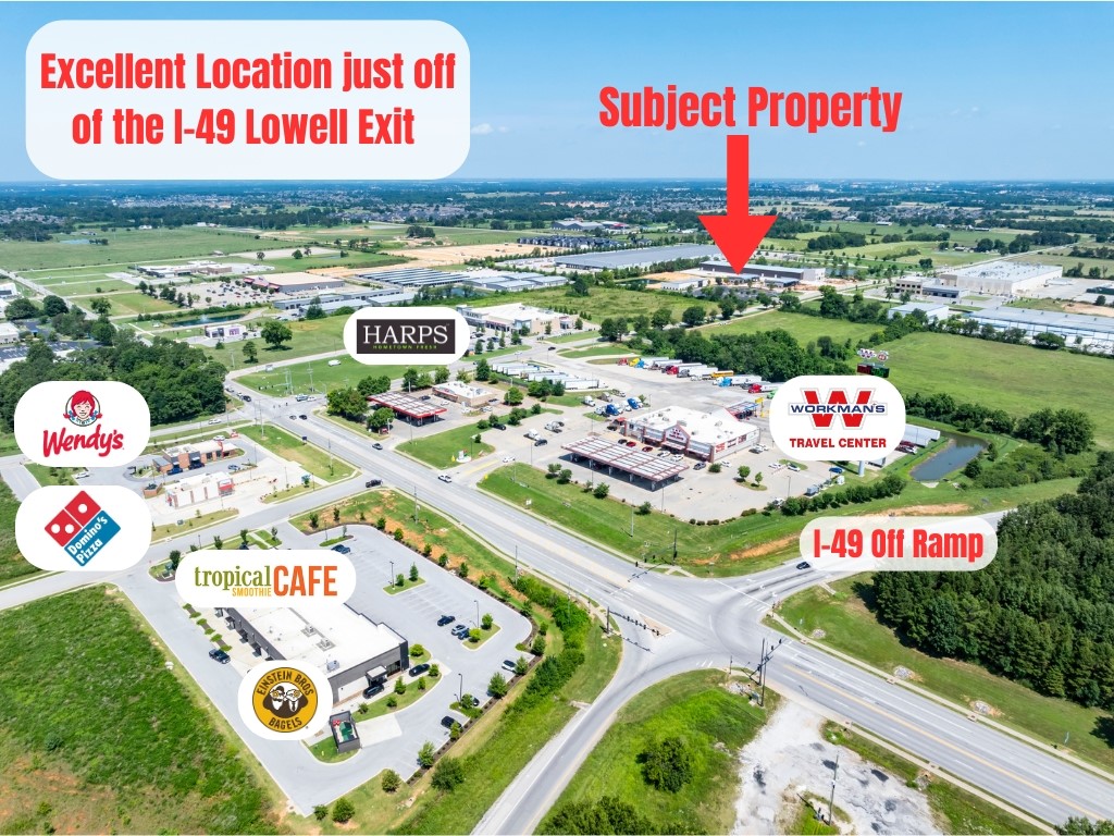 Excellent opportunity for commercial space in the rapidly growing Lowell area. This versatile property offers excellent visibility, convenient access, and flexible layout options suitable for retail, office, showroom, service, or light commercial users. Located just off I-49 and convenient to 612 or 112. Surrounded by established businesses. Ample parking available.