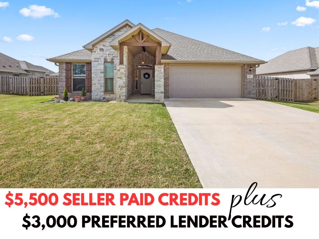 Qualifies for $0 down + $5,500 in seller concessions + preferred lender credits up to $3,000! This one has it all! Located in a quiet neighborhood just minutes from schools, shopping & more. This all brick, 4 bedroom home is priced as the lowest home per square foot in the entire neighborhood-- and yet has so many great amenities! Quartz counters, fresh paint, vaulted ceilings, fully fenced backyard, & updated lighting. This move-in ready home offers the best in open- concept living with a spacious kitchen with large island overlooks the open living room & dining area. Kitchen is equipped with modern, slate appliances, spacious pantry, & tons of counter space! The spacious primary suite offers a peaceful retreat with a walk-in closet, soaking tub, & walk-in shower. Savor the long summer-nights on your covered back patio-- just bring the grill! Washer, dryer, & refrigerator all convey to the buyer. Conveniently located just 8 miles from the Bentonville Square and less than 5 mins to I49.