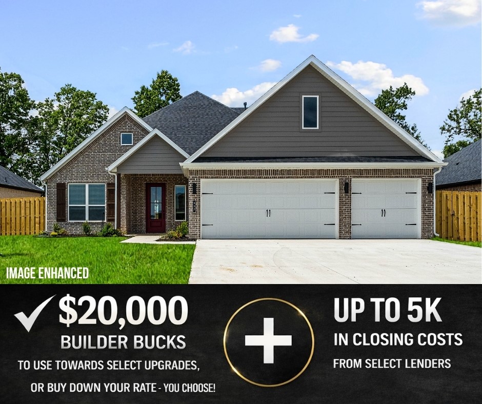 Hillcrest offers peaceful suburban living with unbeatable access to top schools, major employers, and key travel routes throughout Northwest Arkansas.The Hornbill floor plan features 4 bedrooms, 3 bathrooms, a 3-car garage, and a 2-story layout designed for both comfort and style. Inside, you’ll find 10-foot ceilings in the living area and primary suite, creating a spacious, open feel. The luxurious primary bath includes a free-standing soaker tub and a fully tiled shower. Additional highlights include an impressive 8-foot front door, stainless steel appliances, and a composite granite sink.Open houses Daily and every Sunday from 1--4 PM. For a limited time, Builder Incentives: $20,000 Builder Bucks to use towards select upgrades, appliances, or buy down your rate -- you choose! Plus up to 5K from select lenders. For a total of up to 25K with lender incentives! Fence, blinds, and gutters are all included.