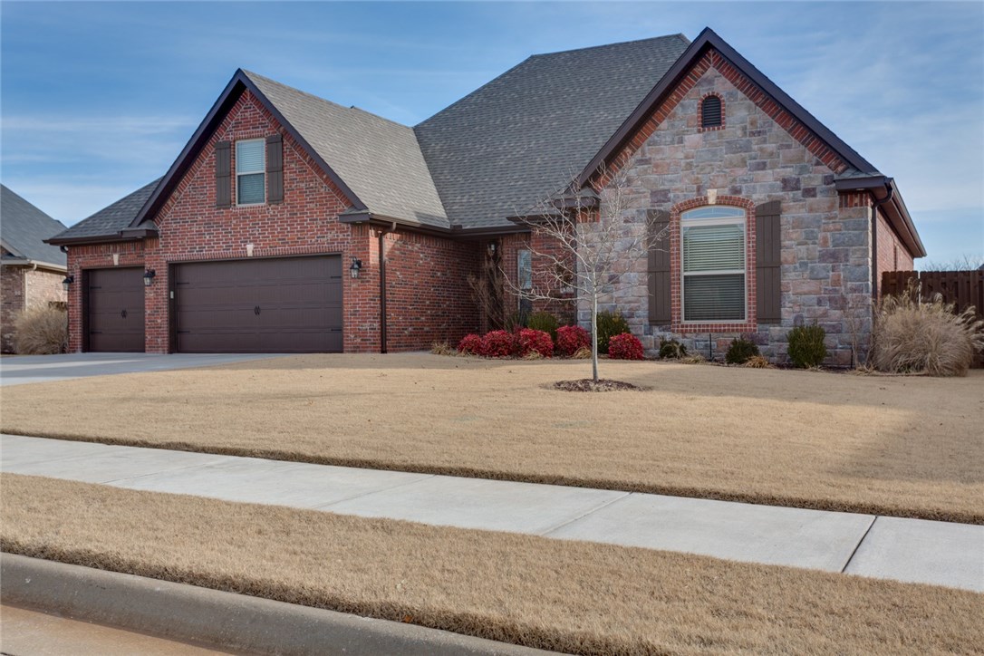 Like new 2014 Parade of Homes Entry! Beautiful 2-story solid brick home on a large .31 acre lot off side street w huge backyard & East facing back patio, 4 bed-3 full bath, & addl bonus room up w FB currently used as 5th bed. Short distance to community pool, trails, & playground. Kitchen has center island, pantry, pot filler at stove. In-ground storm cellar in 3 car garage. Surround sound wiring. Master bath has tile shower w hand held sprayer, oversized whirlpool tub & large walk-in closet.