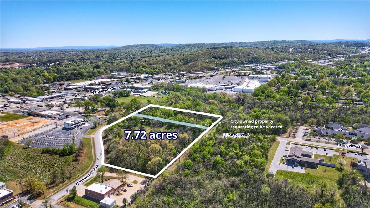 This well-located infill 7.72-acre site on N Plainview Avenue in Fayetteville is suited for multifamily, mixed use, senior living and medical office developments. Sewer and water access are located on site, and there are road connections to E  Longview Road on the west and frontage on N Plainview Avenue. The Fayetteville Urban Corridor (UC) zoning encourages density on this site, with the city improving N Plainview Ave to the south connecting it to Hwy 71B by 2028. Nearby amenities include retail, dining and healthcare options, as well as recreational destinations such as Lake Fayetteville. The site is surrounded by established neighborhoods and continued residential and commercial expansion.
Parcel #'s: 765-07401-000, 765-07402-000, 765-07403-000, 765-07404-000, 765-15750-000, 765-15751-000, 765-15757-000