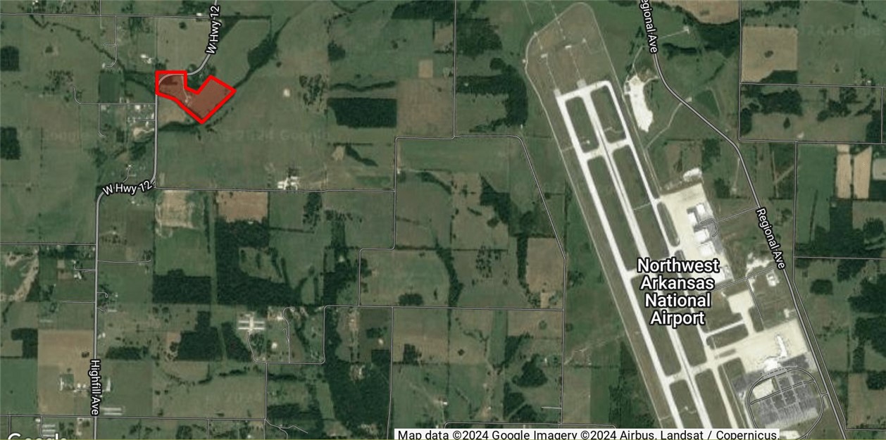 21.61 acres of land located in Highfill, AR. Property is within 2 miles of The Northwest Arkansas National Airport and has development or residential potential.

In close proximity to the Northwest Arkansas National Airport.
Development or residential potential.
City water at street.
Clear & level.
