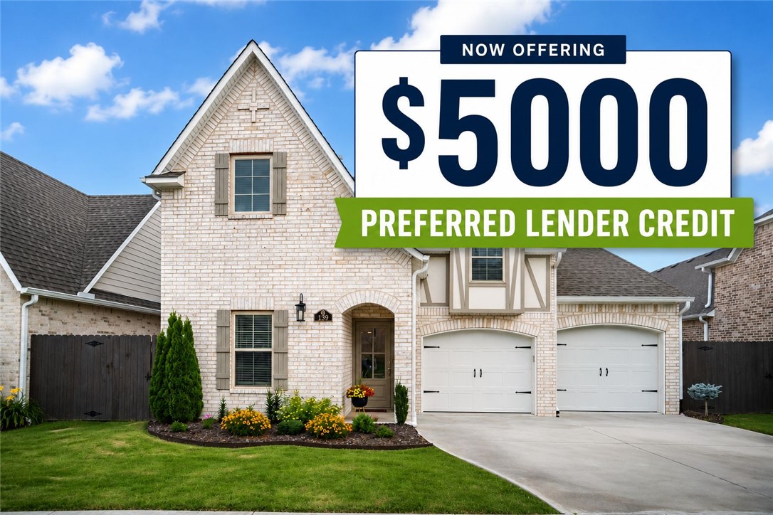 $5000 PREFERRED LENDER CREDIT. 2022 built home  located in one of West Fayetteville's most peaceful communities, with room to grow. Featuring 5 bedrooms and 2.5 baths or a perfect setup for 4 bedrooms PLUS a dedicated office, this versatile home is designed for today's lifestyle. Ideally situated with quick access to I-49, schools, shopping, dining and just 8 minutes from the University of Arkansas. This sidewalk-lined neighborhood features pools and a playground. Outdoor enthusiasts will love being just .7 miles from Centennial Park North Trailhead and 3.5 miles from Mount Kessler trails. The spacious primary suite features a custom accent wall and a walk-in shower with dual shower heads plus rainfall shower. The kitchen showcases quartz countertops, while wired ceiling speakers in the living room and covered patio, Ethernet throughout, centralized media enclosure, smart thermostats, smart garage door opener, pre-installed security system, natural gas grill hookup, and underground drainage add modern convenience.