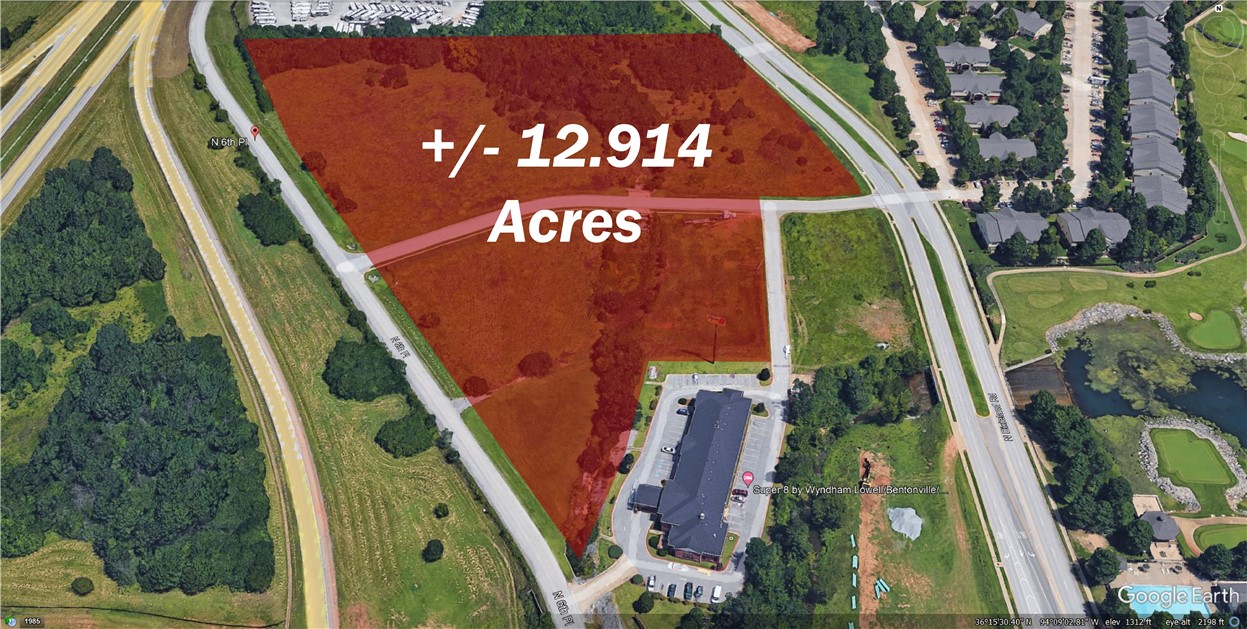 Exceptional +/- 12.914 Acre commercial property offering prime development potential in a rapidly growing community. Zoned C-2 Urban Thoroughfare Commercial, it is ideally situated just off I-49, the major interstate system running through Northwest Arkansas, which sees approx. 109,000 VPD. Public water and sewer available at the street. It can be purchased as a whole or divided into four separate parcels, making it a flexible investment opportunity in a high-traffic location.