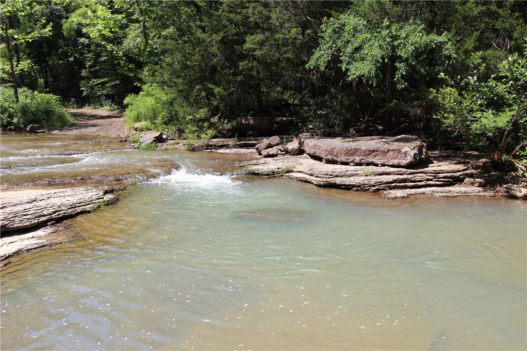 Rare find! 103.75 mostly wooded acres with over half a mile of creek and paved road frontage. City water on site. Property is sloping with several benches. Good road/trail over most of it. 2-3 acres of pasture. Great hunting property. Waterfalls, lots of natural rock. Mineral rights do not convey. Owner/Agent.