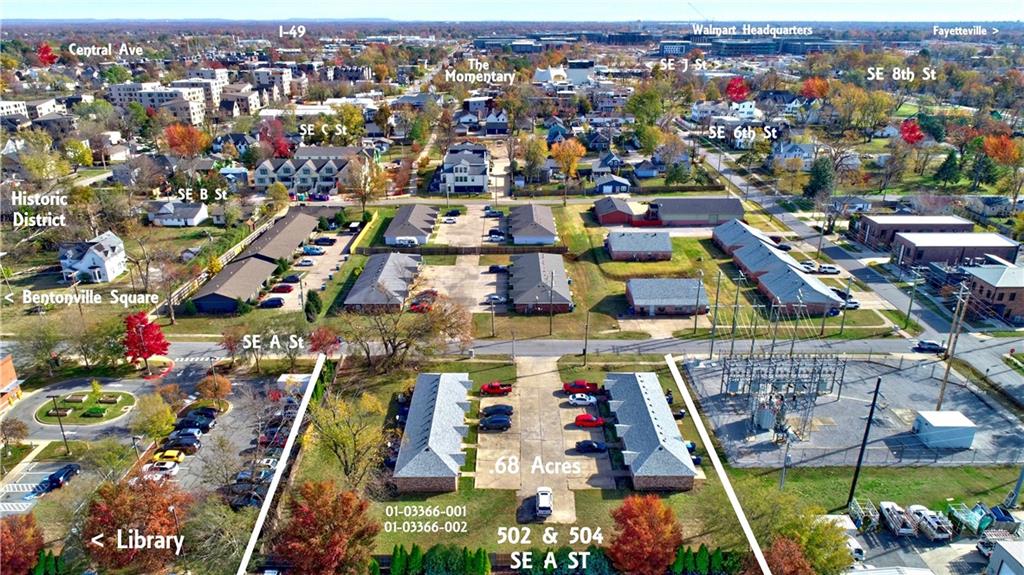 This desirable property boasts .68 acres in an incredible downtown corridor location with development potential. Already rezoned for downtown edge, and highly coveted, bring your dreams to life by being a part of the downtown Bentonville growth and future.