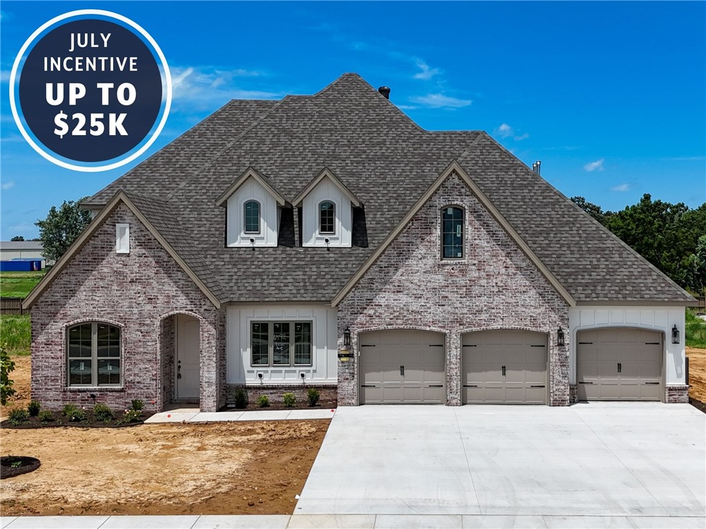 Take advantage of up to $25,000 in total incentives on this home through July 31. The offer includes a $20,000 builder incentive plus an additional $5,000 through our preferred lender. Incentives may be applied toward closing costs and prepaid expenses, an interest rate buy-down, or other approved options. Located in County Line Square near Shaw Family Park. The Fairview opens to the main living area with a fireplace and 3 large windows. The kitchen includes a large island, GE Profile stainless steel appliances, and ceiling-height cabinets. A bedroom and full bathroom are on the main level, along with the primary suite featuring a vaulted ceiling, double vanity with centered makeup vanity, walk-in shower, and walk-in closet connected to the laundry room. Upstairs offers 3 bedrooms and a full bathroom. Fence, gutters, and blinds are included. A community pool and pavilion are coming soon for residents to enjoy.