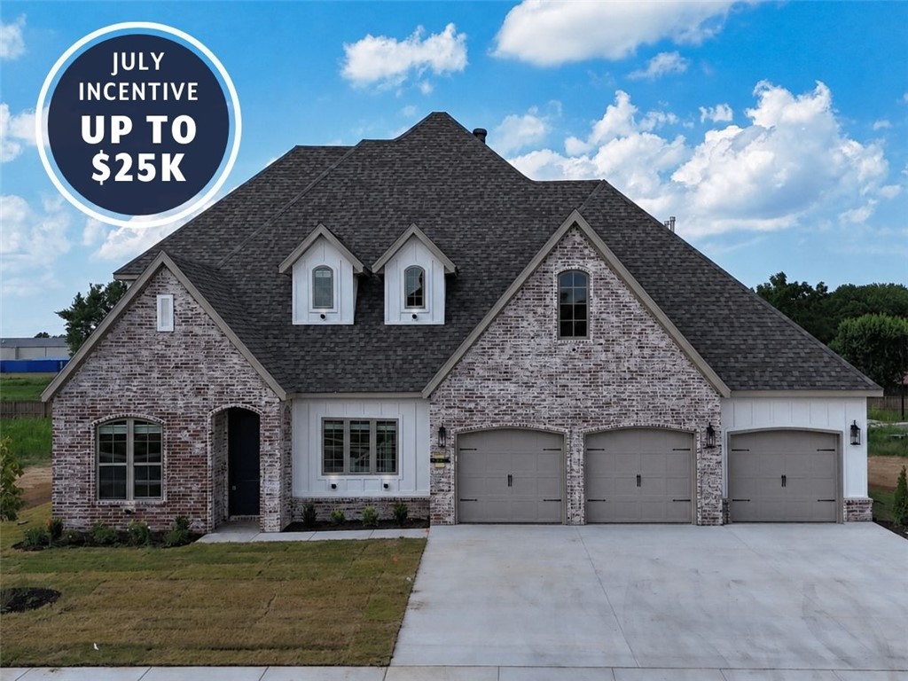 Take advantage of up to $25,000 in total incentives on this home through July 31. The offer includes a $20,000 builder incentive plus an additional $5,000 through our preferred lender. Incentives may be applied toward closing costs and prepaid expenses, an interest rate buy-down, or other approved options. Located in County Line Square near Shaw Family Park. The Fairview opens to the main living area with a fireplace and 3 large windows. The kitchen includes a large island, GE Profile stainless steel appliances, and ceiling-height cabinets. A bedroom and full bathroom are on the main level, along with the primary suite featuring a vaulted ceiling, double vanity with centered makeup vanity, walk-in shower, and walk-in closet connected to the laundry room. Upstairs offers 3 bedrooms and a full bathroom. Fence, gutters, and blinds are included. A community pool and pavilion are coming soon for residents to enjoy.