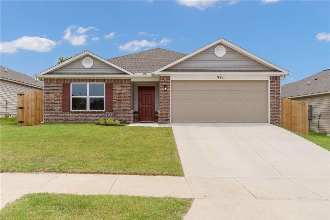 Welcome to this move-in ready 3-bedroom, 2-bath home built in 2023, offering modern finishes and a functional layout in the desirable Park Meadows community. The open-concept design creates a bright and inviting living space that flows seamlessly into the kitchen, complete with stainless steel appliances, generous cabinetry, and plenty of prep space. The spacious primary suite features a private en-suite bath and walk-in closet, while two additional bedrooms provide flexibility for family, guests, or a home office. Outside, enjoy a well-maintained yard with room to relax or entertain. Conveniently located in South Fayetteville, this home is just minutes from the University of Arkansas, Downtown Fayetteville, Dickson Street, shopping, dining, parks, and everyday amenities, making it an excellent opportunity to enjoy comfort, convenience, and modern living.