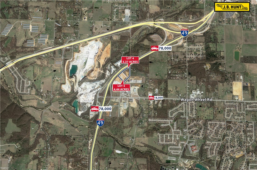 Commercial Lot(s) that are adjacent to and visible from I-49 and are ready for vertical development. Zoning is C-6 (Large Product Retail Sales) and utilities are at the Street. These lots have good soils (subject to GeoTech confirmation by Buyer) and are ready for development. This/These lot(s) offer the opportunity to make your business prominently visible to I-49 traffic. Lots 4 and Lots 5 can be combined for a total of approximately 9.82 acres.  Owner will consider a build to suit for qualified tenants.