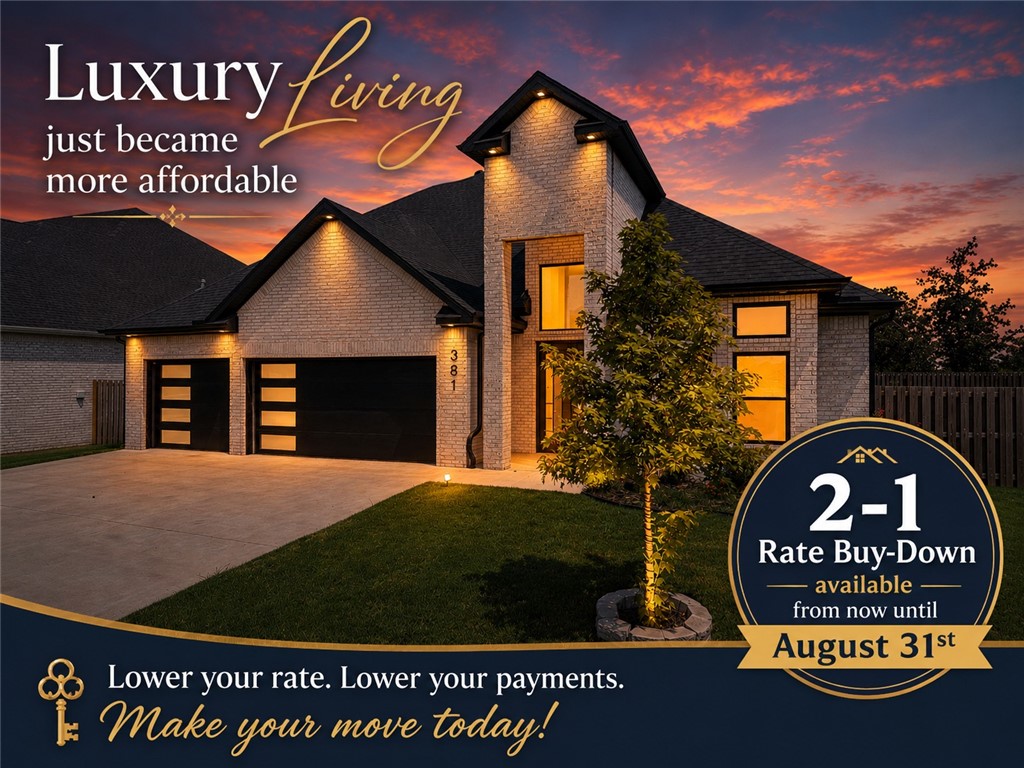 Seller is offering a 2-1 buydown so you can enjoy lower payments during the first two years! Welcome to Silver Leaf Estates, where luxury living meets effortless style. This stunning 2024 home offers 5 bedrooms, 3.5 baths, and 2,860 sq ft of beautifully upgraded living space, featuring quartz countertops, designer lighting, upgraded appliances, a soaring quartz fireplace, black-on-black windows, custom doors, glass-panel staircase, and spa-inspired baths. The striking white brick exterior, grand dark wood entry, 3-car garage, covered patio, and wood privacy fence complete the package. Silver Leaf Estates is known for its close-knit community, walking trails, community pool, playground, clubhouse, and dog park. Ideally located near everything Bentonville has to offer, including a vibrant downtown, the Walmart Home Office, a new Walmart Supercenter, shopping, dining, and more. Over $100K in upgrades.
