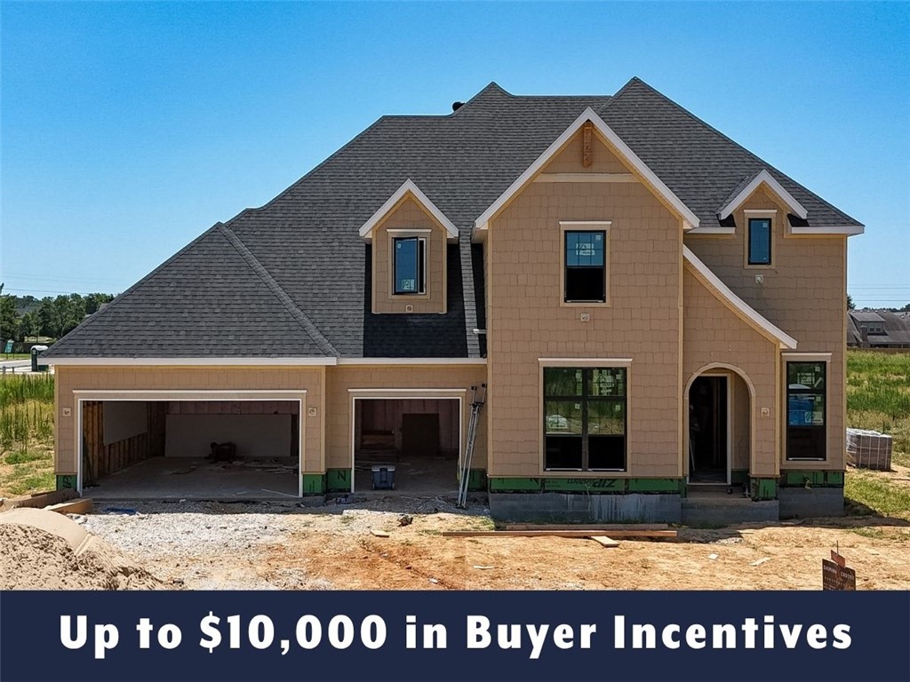 Up to $10,000 in buyer incentives available, including $6,500 from the builder and $3,500 from the preferred lender. This home offers a semi-custom opportunity, with certain interior selections still available to change based on the current stage of construction. Located in County Line Square near Shaw Family Park, the Grayson offers a thoughtfully designed layout with a guest bedroom and full bath to the left of the entry. Continue into the open living area, where a fireplace anchors the space and the adjoining kitchen features a large island, ceiling-height cabinetry, GE Profile stainless steel appliances, and a pantry. Engineered hardwood floors run throughout the first floor. The primary suite features a vaulted ceiling, double vanity with a centered makeup area, walk-in shower, and a large walk-in closet. Upstairs, you’ll find three additional bedrooms and a full bath. Fence, gutters, and blinds are included. Residents will also enjoy a future community pool and pavilion.