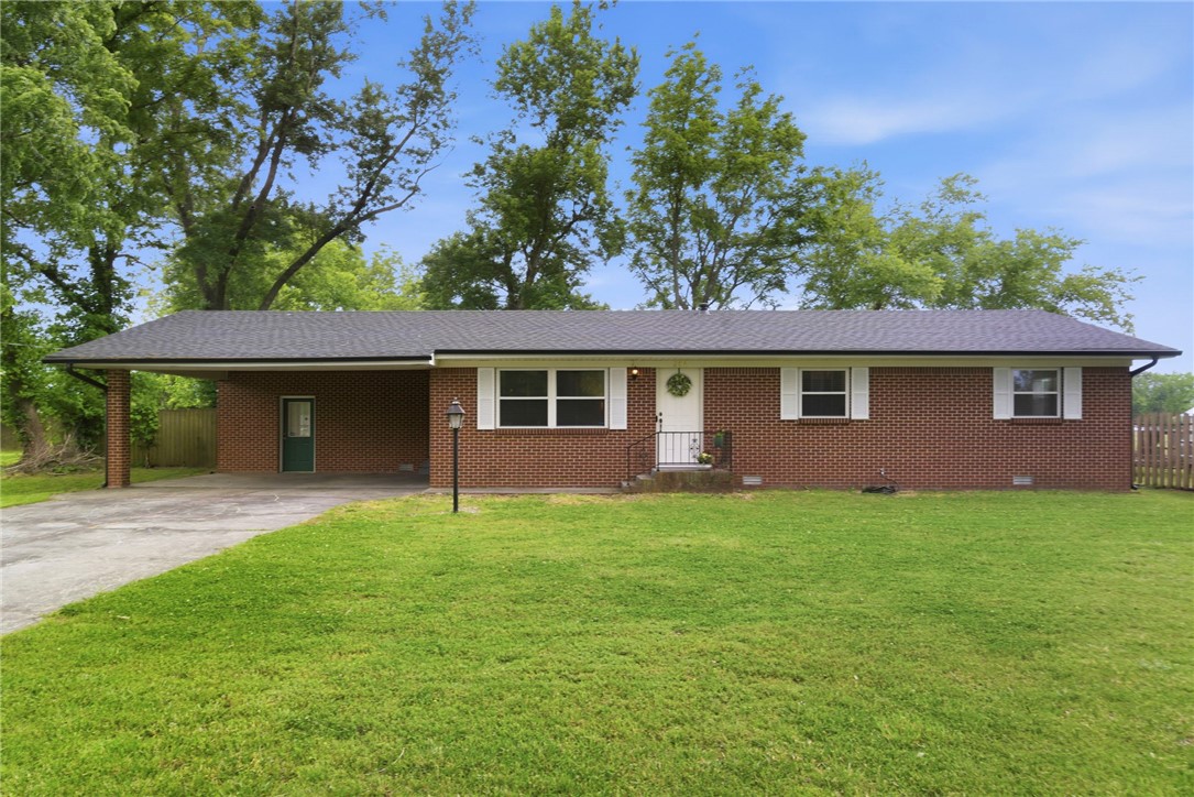 Move-in ready and full of charm, this all-brick ranch-style home offers the perfect blend of peaceful country living and convenience for first-time buyers! This single-level home features 3 bedrooms, 1 bathroom, and a spacious living area with plenty of room to relax or gather with friends and family. The kitchen is centrally located between a formal dining room and a cozy eat-in breakfast area, plus pantry storage for added functionality. Step outside to enjoy the beautiful flat lot shaded by mature trees and backing to open pasture for serene views and extra privacy. The oversized back deck is perfect for grilling, entertaining, or simply enjoying the quiet setting. Tucked away in a peaceful location while still being close to town, this affordable home offers comfort, space, and a setting that’s hard to find at this price point! PLUS a brand new HVAC in 2025 and roof in 2025!