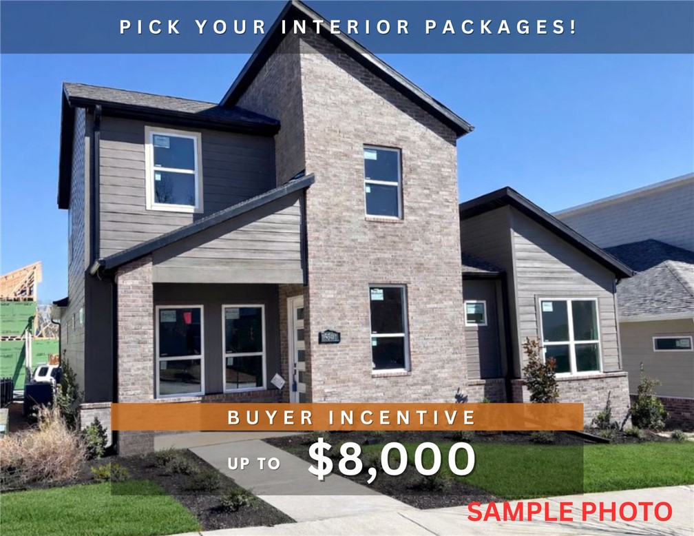 Discover this stunning modern home in the perfect East Fayetteville location—just a short walk to beloved Gulley Park! Ewan floorplan featuring designer finishes throughout! Pick your interior package! Enjoy a spacious open floorplan with a large living room, electric fireplace with accent wall, and beautiful wood flooring. The chef’s kitchen boasts 3cm quartz countertops, stainless steel frigidaire professional-grade appliances, custom cabinets to the ceiling with soft close door hinges, vented hood, and a walk-in pantry. The luxurious primary suite includes hardwood floors, custom beams, and a spa-like bathroom with walk in tile shower, soaking tub, double sinks and walk in closet. With a formal dining area with accent wall, loft upstairs for relaxing, cubbies to keep you organized, large covered patio, and included blinds and gutters, this home blends comfort, style, and convenience in one unbeatable package. POA maintained lawncare and access to Niokaska Creek Trail from the neighborhood!