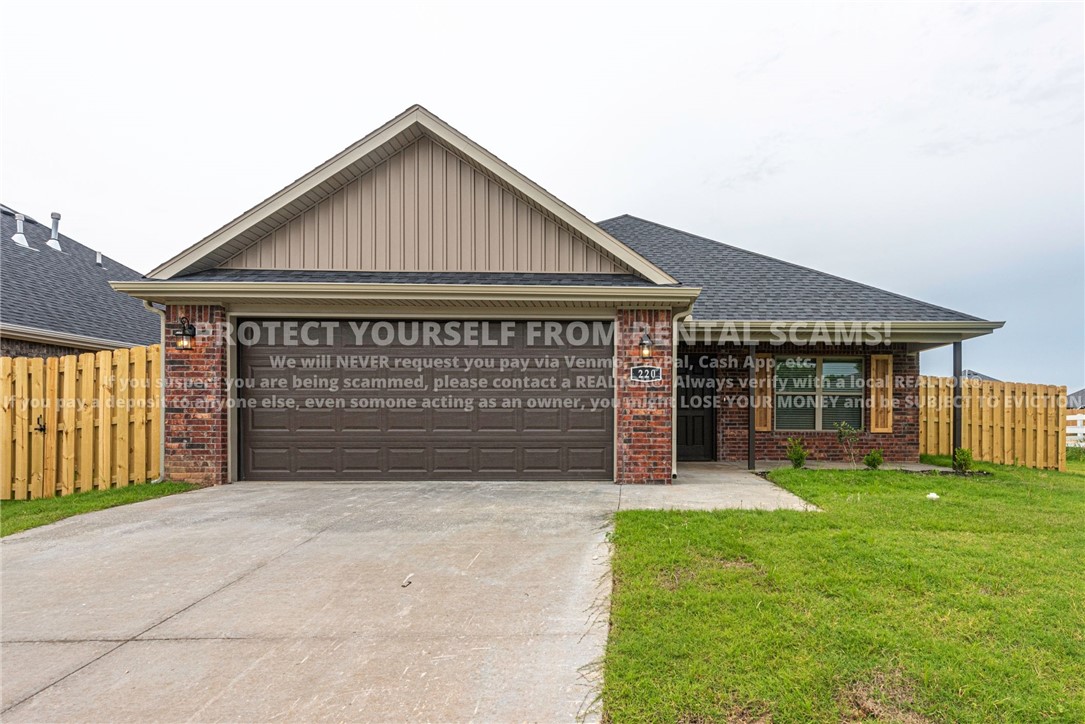 AVAILABLE NOW! Don't miss this beautiful 3-bedroom, 2-bathroom home located just minutes from parks, schools, shopping, dining, and only a short drive from the University of Arkansas. Head inside to an inviting open-concept living area and kitchen designed for both comfort and entertaining. The spacious living room features a cozy gas-log fireplace and ceiling fan, while the kitchen boasts granite countertops, abundant cabinet space, a large island with breakfast bar seating, and a dedicated dining area. The primary bedroom offers an elegant tray ceiling and a private ensuite bathroom featuring a double-sink vanity with a built-in makeup station and a spacious walk-in closet. Outside, you'll find a large fenced backyard perfect for relaxing, entertaining, or enjoying outdoor activities. ***Marketing & applications only, management and lease provided by another party. *Pets Negotiable