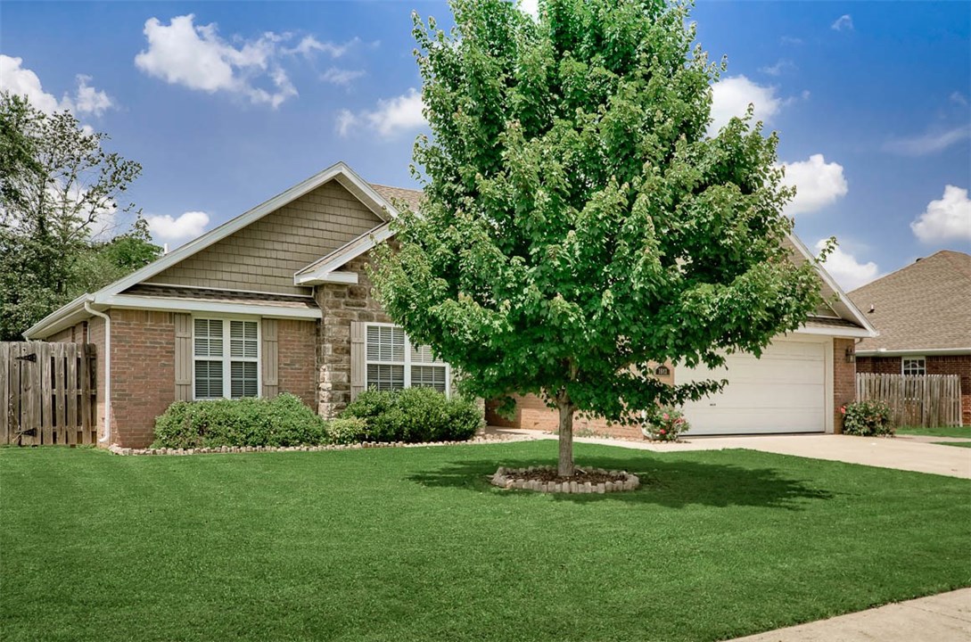 From the large front entry to the AMAZING back patio, you will feel welcome in this lovely home in desired family neighborhood! Well-designed kitchen with pantry, Bosch dishwasher, built in desk in eating area.  Pass thru to large living room w/fireplace and access to backyard.  Master suite with new tile shower, double sinks, whirlpool tub. Large guest bath also with double sinks. Community pool and quick access to school/shopping. Ready for new memories!