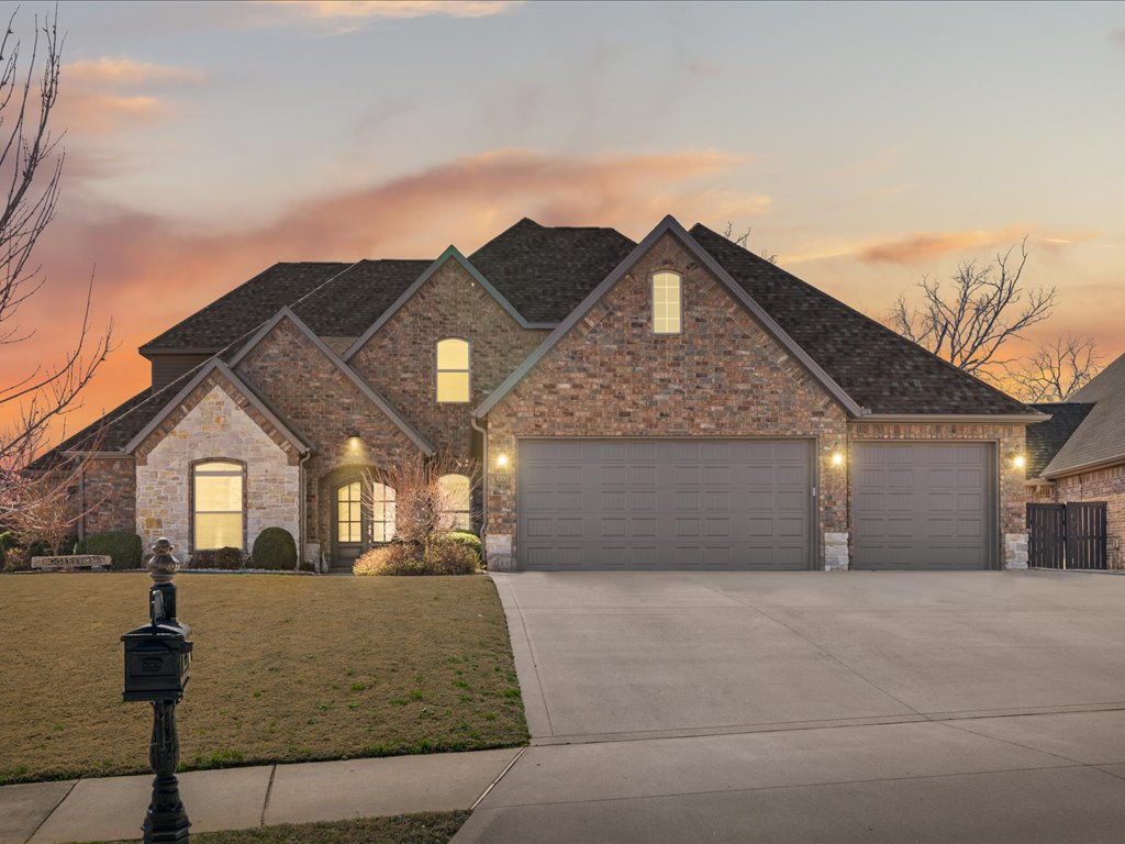 Meticulously maintained. Situated on a quiet cul-de-sac in one of Bentonville's most desirable communities, you'll love being bikeable to Downtown Bentonville & the Walmart HQ, while also enjoying easy access to neighborhood amenities, top-rated schools, trails, upcoming Health Care Campus, & easy access to I-49! Everything you need is on the main floor. The main level features the primary suite + two addt’l bedrooms, & an office. The chef's kitchen is the heart of the home; tons of countertop space, double ovens, gas cooktop, pot filler, pantry, real hardwood floors, & ample cabinets. Fantastic flow for entertaining guests. Upstairs, has a bedroom & full bath + a second living space + media room. The covered patio allows for quiet moments in your level backyard. Over 600sq ft of walk-in storage.  Don't miss the central vac system, built-in speakers, crown molding & transom windows. A rare blend of comfort, convenience, & lifestyle in the heart of Bentonville.