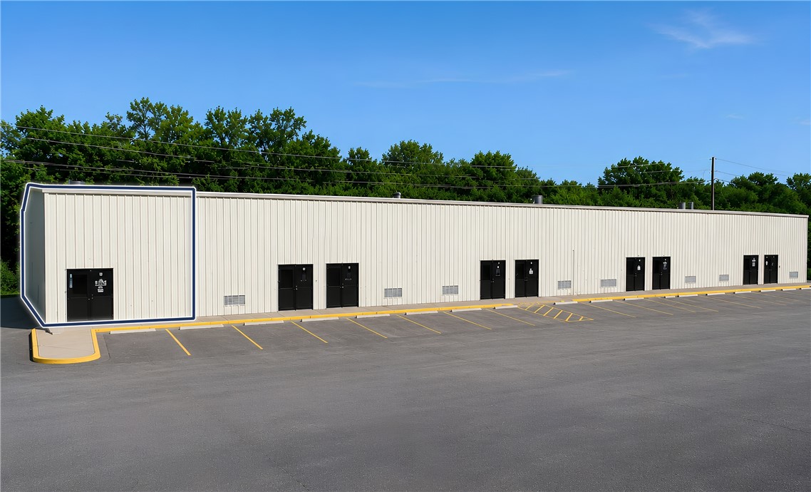 1,217 SF. $13.00 PSF, NNN. Grade level doors: 1 (12x10). Peak height: 15'. Power capacity: Single-Phase.

Position your business in a highly accessible warehouse space located along Highway 71B, just one mile from I-49. Ideal for dry storage, contractor warehouse use, or light industrial operations, this functional space offers convenient access for businesses needing efficient regional connectivity.

The unit features a 12' x 10' grade-level door, small office area, restroom, sinlge-phase power and 15' peak height. The space will be delivered in white box condition, providing a clean, flexible layout ready for your business needs.