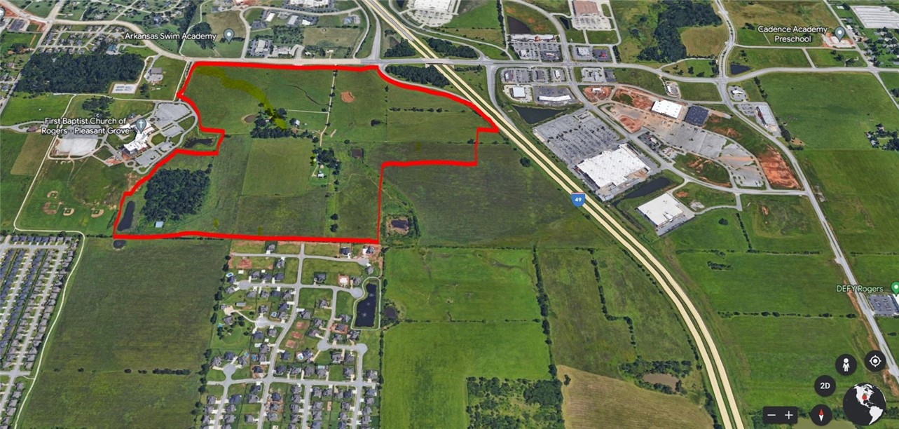 61.73 acres prime developable land in one of the fastest growing submarkets in the country. Situated in the middle of the new 350 AC Walmart World Headquarters campus, J.B. Hunt World Headquarters and the Tyson Foods World Headquarters adjoining the upcoming new 50AC campus for the University of Arkansas Medical School. Last blank canvas along I49 corridor connecting economic drivers. Interstate 49 frontage (92,000 VPD) on the Pleasant Grove Road Exit with (29,000 VPD. All utilities onsite. Mixed-use tract could include commercial, medical, retail, residential office & multifamily. Also see MLS 1255095.