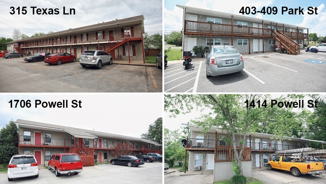 This is a portfolio listing of four properties.  Total of 7 buildings and 54 units.  403-409 Park St, 315 Texas Ln, 1414 Powell St and 1706 Powell St.  All properties are located with easy access to Hwy 412 and I-49.  Value-add opportunity to push rents and capitalize on rising rents throughout Northwest Arkansas.  Recent updates to the properties.