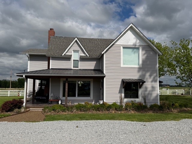 Charming & spacious 3,241 sq. ft. home on 1.90 acres with 4 oversized bedrooms. The multi-purpose craft room could be made into a 5th bedroom. Other features are 2 baths, study with decorative electric fireplace, office, dining & breakfast nook. Features include cargo siding, wood beams, skylight, large picture windows & two stairwells. Updated kitchen with new cabinets, island, wood countertops, dishwasher and coffee bar with pantry; refrigerator conveys. Plus, a laundry with pet station. Grand living room with wood-burning fireplace (electric starter). Upstairs central HVAC; downstairs 3 mini-splits. Two covered porches & multiple outdoor seating areas. Utility garage, well room, storage shed with garden room & lean-to. Split rail fencing around house & wire fencing for livestock. Ring camera & 40x15 workshop do not convey.