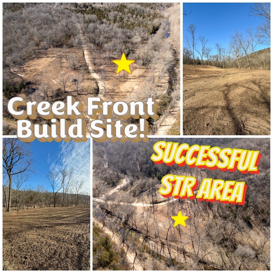 Investor Alert - Creekfront Acreage with NO RESTRICTIONS Near Major Attractions! Even room for multiple units. 3 cleared acres with beautiful creek frontage, located near Table Rock Lake, Cricket Creek Marina and minutes from Thunder Ridge Arena and Top of the Rock. This property is perfectly positioned for short-term rental cabins, vacation retreats, or a mini resort. This area is already known for strong rental demand from lake visitors, concertgoers, and outdoor enthusiasts, giving investors the opportunity to capitalize on consistent tourism traffic. The land is cleared and ready for development, allowing you to build your dream cabin(s), in the woods or take advantage of available build options to get your project started quickly. See Photos and Documents for details on some options. Whether you're looking to launch a vacation rental, expand your STR portfolio, or secure land in a rapidly growing recreational area, this scenic creekfront property offers the flexibility and location investors are searching for.