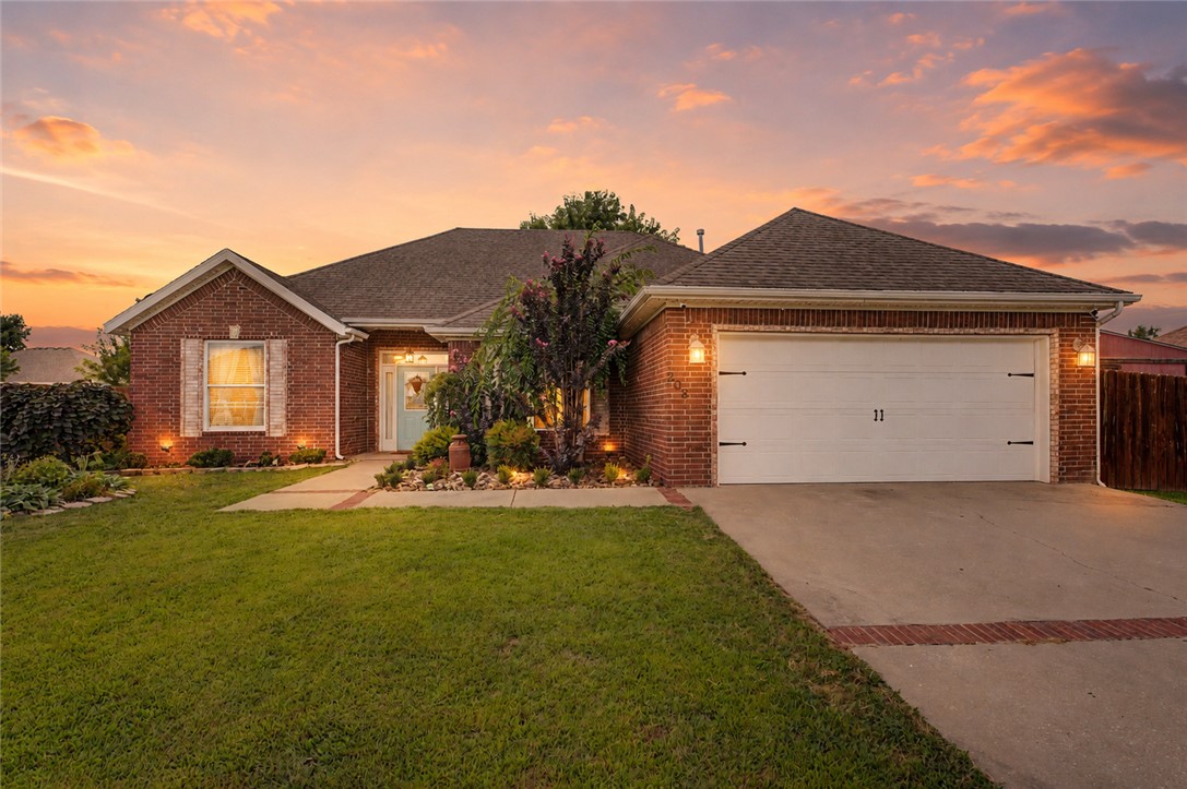 Welcome to Pea Ridge—one of Northwest Arkansas' fastest-growing communities, loved for its small-town charm, schools, & convenient access to Bentonville, Rogers, and Bella Vista. This 3-bedroom, 2-bath home is located in a family-friendly neighborhood with no HOA. The split floor plan offers a spacious primary suite on one side of the home and the secondary bedrooms on the other. Cozy up around a gas-log fireplace in the living room, or enjoy meals in the eat-in kitchen or the formal dining room, which also makes a great home office. You'll appreciate the no-carpet flooring throughout, along with recent updates including a new HVAC system in 2024, new water heater in 2024, and new stove. The home also features a whole-home air purification system to help reduce allergens & a whole-house security system. Outside, the fenced backyard includes a double gate for easy access and a storage shed that conveys. A well-maintained home in a desirable location at an attractive price point!  Check it out today
