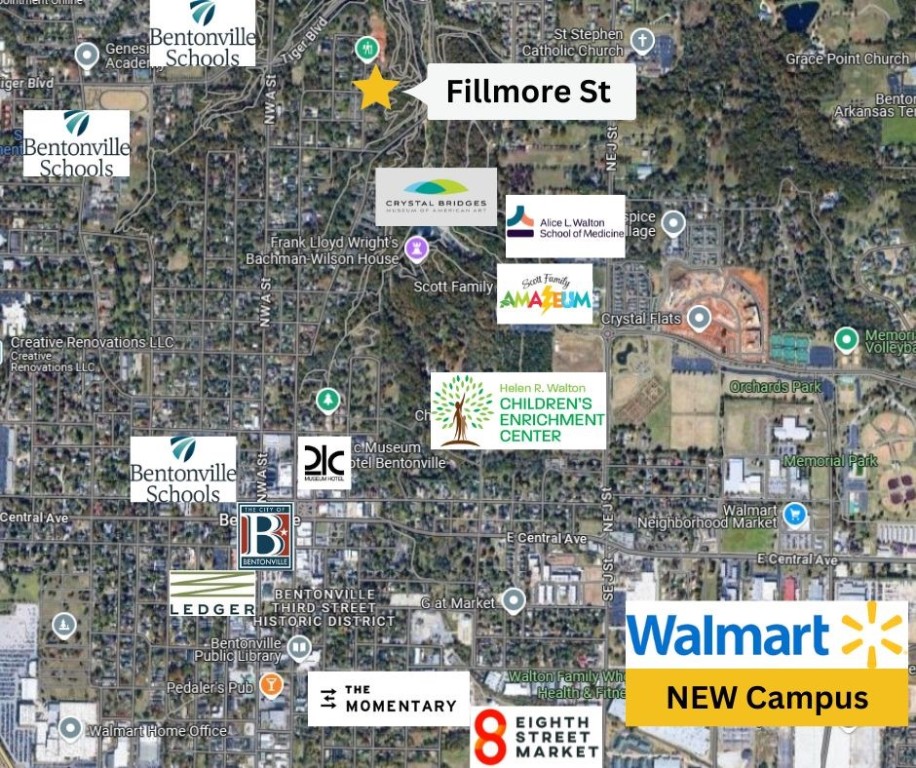 This builder-owned lot is cleared, flat, and ready for your custom dream home- Build to suit! Prime lot for sale in the heart of Downtown Bentonville, with world-renowned mountain biking trails right in your backyard and close distance to the new Walmart campus!! Back of the lot backs up to Slaughter Pen Trails. Enjoy unbeatable access to art, culture, dining, and outdoor adventures—just down the street from Crystal Bridges Museum, which is expanding by 114,000 sq. ft. Don’t miss this rare opportunity to build in one of the most vibrant communities in the country!