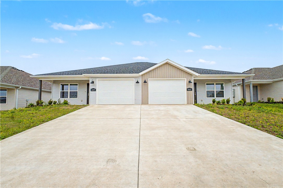 Brand new construction duplex offering modern style, low-maintenance living, and a spacious layout just minutes from all that Bentonville has to offer! House hacking opportunity to live in one side and rent the other.  Conveniently located within 10 minutes of downtown Bentonville, this property features durable vinyl flooring throughout with no carpet, making upkeep a breeze. The open-concept living, kitchen, and dining areas create a bright and inviting atmosphere, while the kitchen is complete with granite countertops and stainless steel appliances for a sleek, modern finish. Spacious bedrooms and thoughtful design throughout make this duplex an excellent opportunity for homeowners or investors alike.
