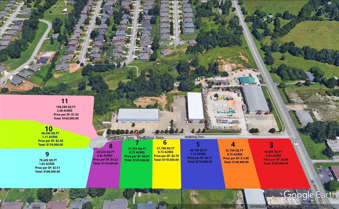 11.3 acres platted commercial development zoned C-2. Bulldog Lane intersects with Thompson St. 28,000 VPD on Thompson. All utilities on site.