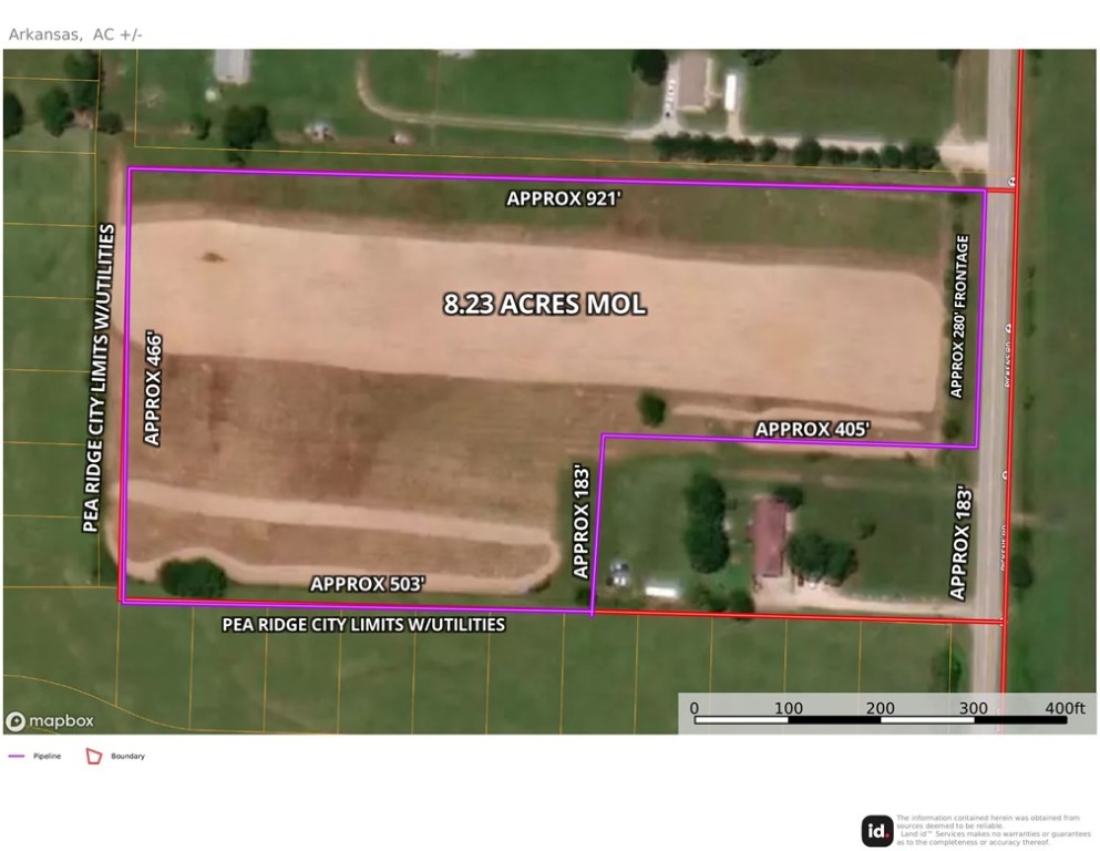 Opportunity awaits with this 8.23 acres mol! 280' of approximate highway frontage acreage in thriving Pea Ridge. Great location NW of the Pea Ridge High School. This versatile parcel has several possibilities. 
Utilities adjacent. Borders Walnut Hill Subdivision to South and West. This listing is part of a larger parcel. Acreage and boundary sketch are approximate. Taxes reflect entire parcel.