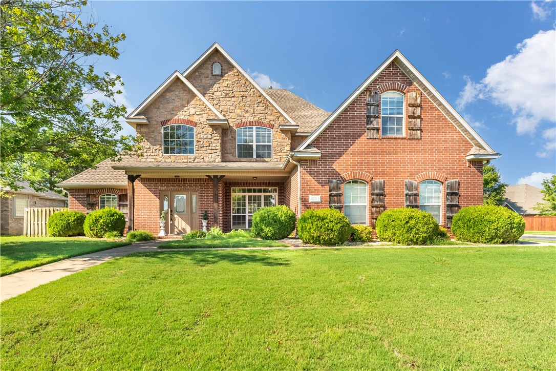 4 bed, 3 bath, 3 car garage, corner lot close to David Glass Technology Center, Walmart Corporate Campus, & I-49 via new Exit 87 interchange. Main level open floor plan w/high ceilings & hardwood floors; eat-in kitchen w/bar counter, abundant cabinet storage & upgrades of new quartz counters, backsplash & flooring; primary suite w/dual vanity bath, garden tub, separate shower, & walk-in closet, + rear deck access; MIL suite/guest bedroom & full bath; separate laundry. Living room has gas log fireplace. Some rooms repainted & new lights in living spaces on main level. Second level has 2 bedrooms w/Jack & Jill full bath, +Media/Bonus Room. Large rear deck w/built-in benches. In-ground storm shelter in garage & 3rd bay ideal for exercise room or storage. Landscaped w/sprinkler system. Refrigerator, washer & dryer included in rent. Pest control & lawn maintenance included. Tenant responsible for utilities & renters insurance. No boats, trailers, RV's or vehicles over 3 tons & no parking in the street allowed. No pets.