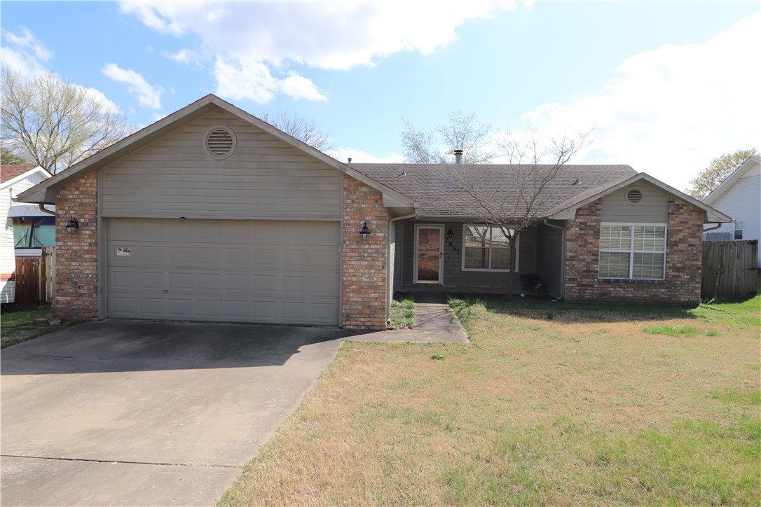 1285 Sq Ft, 3 Bed, 2 Bath, 2 Car Garage home located in an excellent location just off of Carley between Springdale and Johnson. Just minutes away from Tyson Headquarters and I49. This home offers a large living room with fireplace, newer laminate flooring, massive backyard with patio, pergola, and fire pit, sunroom located off of patio (not included in sq ft) Washer, dryer, refrigerator included.