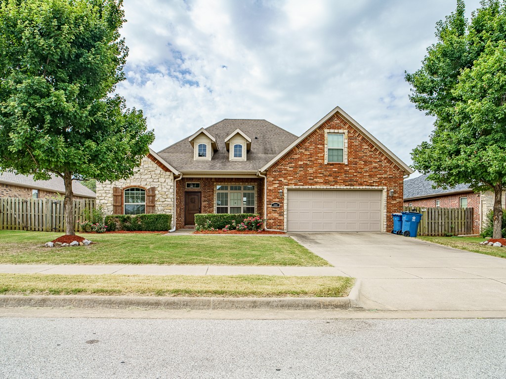 Exceptional 4-bedroom, 3-bath home offers over 2,550 square feet of living space, located in the highly desirable Cornerstone Sub. This home combines comfort & functionality. The main level features all primary living areas, spacious bedrooms, while the 2nd level offers a versatile bonus room with a full bath—ideal for a media room, playroom, secondary living space, or additional bedroom. Community amenities include a neighborhood pool, playground, and scenic park-like common area surrounding a lake. The galley style kitchen includes SS appliance package, granite countertops, built-in oven & microwave w/gourmet gas range.  Wood flooring & tile extend through main living areas, w/ carpeted bedrooms for added comfort.  Privacy fenced yard, covered patio & gas connection for outdoor grilling. The storm shelter is located in garage for peace of mind.  Sub. is located less than 2 miles from Willow-brook Elementary School, Creekside Middle School, and Fulbright Junior High School.  24-hour notice required for showings.