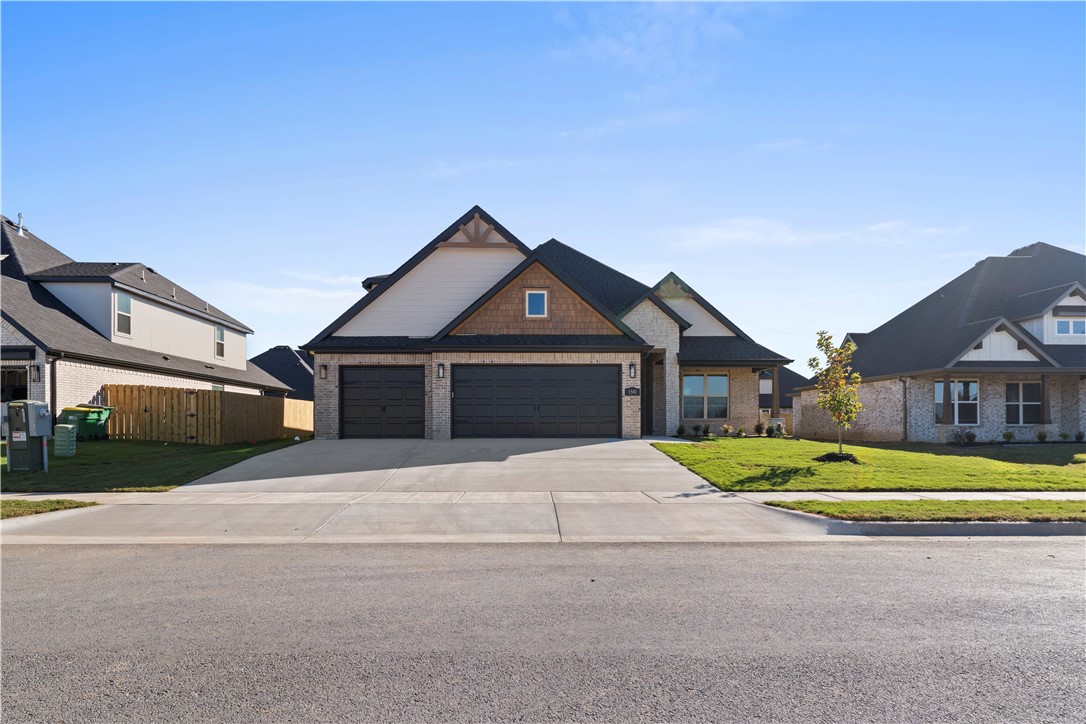 Welcome to Diamond Estates in Centerton, Arkansas a beautifully located community just minutes from Bentonville’s West High School Campus, as well as nearby shopping, dining, entertainment, and outdoor recreation. This 4-bedroom, 3.5-bathroom layout is ideal for both comfort and functionality, featuring the primary suite and a secondary bedroom on the main floor. Upstairs, two additional bedrooms share a full bathroom. The open-concept kitchen and living area create a seamless flow for everyday living and entertaining, complemented by a separate breakfast nook for casual dining. Additional highlights include a three-car garage and a covered back patio with a cozy outdoor fireplace, making it the perfect retreat. Wood beams in living area and master bedroom for added warmth. Located just ten minutes to Downtown Bentonville. For a limited time, builder is offering $2500 toward closing or upgrade! Diamond Estates offers a community pool, basketball court, and a playground. Blinds, fence, and gutters included.