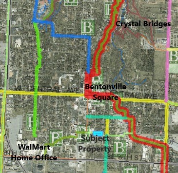 Downtown Trail-side multifamily complex. Rare Downtown find--10 well maintained two bedroom units on .75 acres just a few blocks from the Bentonville Square, across from the Bentonville Library with 344" of Downtown Trail Frontage. Currently zoned R3 with potential for rezoning to Downtown Edge. This is the perfect mixed use development opportunity with trail frontage as well as street frontage on both SE A and SE B Street. Adjacent multifamily property also available MLS 1105282. Do not disturb tenants.