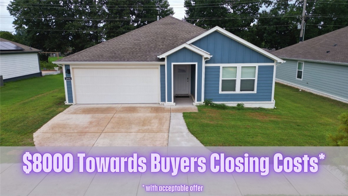 Buy This Home with Up to $8,000 in Seller-Paid Closing Costs!!! Welcome to 2806 N Snowball Drive in Fayetteville’s desirable Aiden’s Place subdivision. This like-new 4-bedroom, 2-bath home offers 1,872 square feet of comfortable, thoughtfully designed living space. The open-concept layout features a spacious living area, modern kitchen, generous dining space, and a split-bedroom floor plan that provides privacy for the primary suite. Enjoy stylish finishes, abundant natural light, ample storage, and a 2-car garage. The backyard offers room to relax, play, garden, or entertain, while the convenient west Fayetteville location provides easy access to I-49, schools, shopping, dining, parks, and the University of Arkansas. Built in 2024, this home offers the appeal of newer construction without the wait. Seller will pay up to $8,000 of buyer’s closing costs or other lender allowables with an acceptable offer.