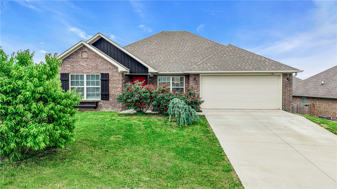 Okay, you guys, you found IT. This 4-bed, 2-bath brick home in Gentry's Sunset Ridge neighborhood is seriously so cute — and it was built in 2021, so everything still feels fresh and new! The LVP floors throughout are gorgeous, and the kitchen has granite counters, great appliances, and a pantry. But can we talk about the deck?! It's AMAZING — perfect for hosting everyone this summer. There's also a cute covered porch, a private fenced backyard, and a shed out back. We're talking 1,638 square feet, a 2-car attached garage, and even fiber optic internet already available. Honestly the whole place just feels like home the second you walk in. And in this market, it's a steal. Schedule your showing today!