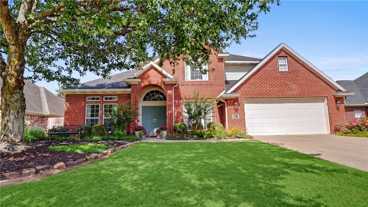 Charming 5 bedroom 2 1/2 bath home in Highland Knolls Subdivision. Primary bedroom, Office, Dining, Kitchen and Living on Main level. Walk out to amazing covered back patio area with Bar and built-in grill. Large hot tub conveys with the home. Landscaped back yard with nicely manicured grass plus halfcourt basketball area. Wonderful back yard to entertain family and friends. Primary bath has updated countertops and tile around tub and in walk-in shower. 1/2 bath just off foyer area on main level next to utility room. Kitchen has updated countertops and stainless appliances. Second floor has 4 bedrooms and a full bathroom. One room is larger and can double as a bonus room. This well maintained home is located near Razorback Greenway trail system. Neighborhood playground/park just a few homes down the street. 5 minutes to Top Golf or Wal-Mart AMP and Promenade Mall. 10 minutes to Wal-Mart H.O. and J.B. Hunt. Come check out this amazing home before its gone.