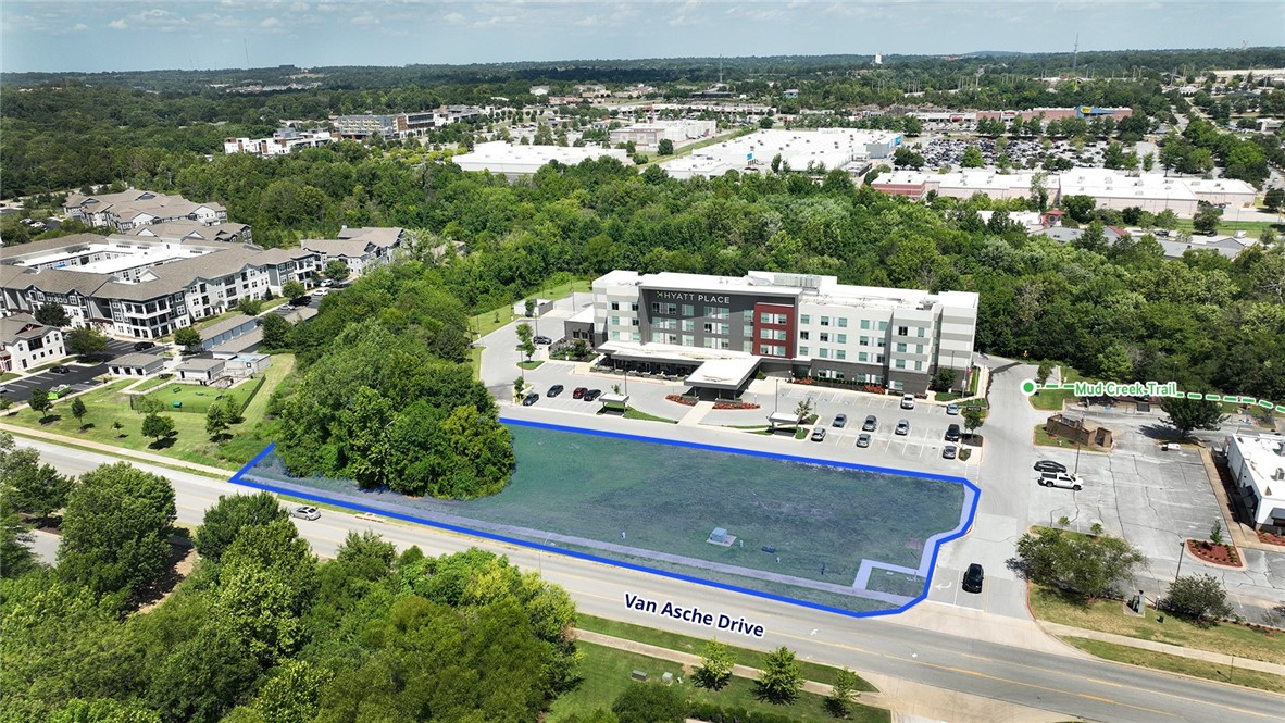 Land available for sale in desirable area of Fayetteville’s Business & Shopping District. Anchored by Hyatt Place and steps access to the Razorback Greenway trail system. The property faces Spring Creek Shopping Center and is surrounded by many other national retailers and dense residential neighborhoods including student housing to support the 27,000+ students enrolled at the University of Arkansas.  Future surrounding developments include 422 apartment units, Washington Regional expansion and road improvements.