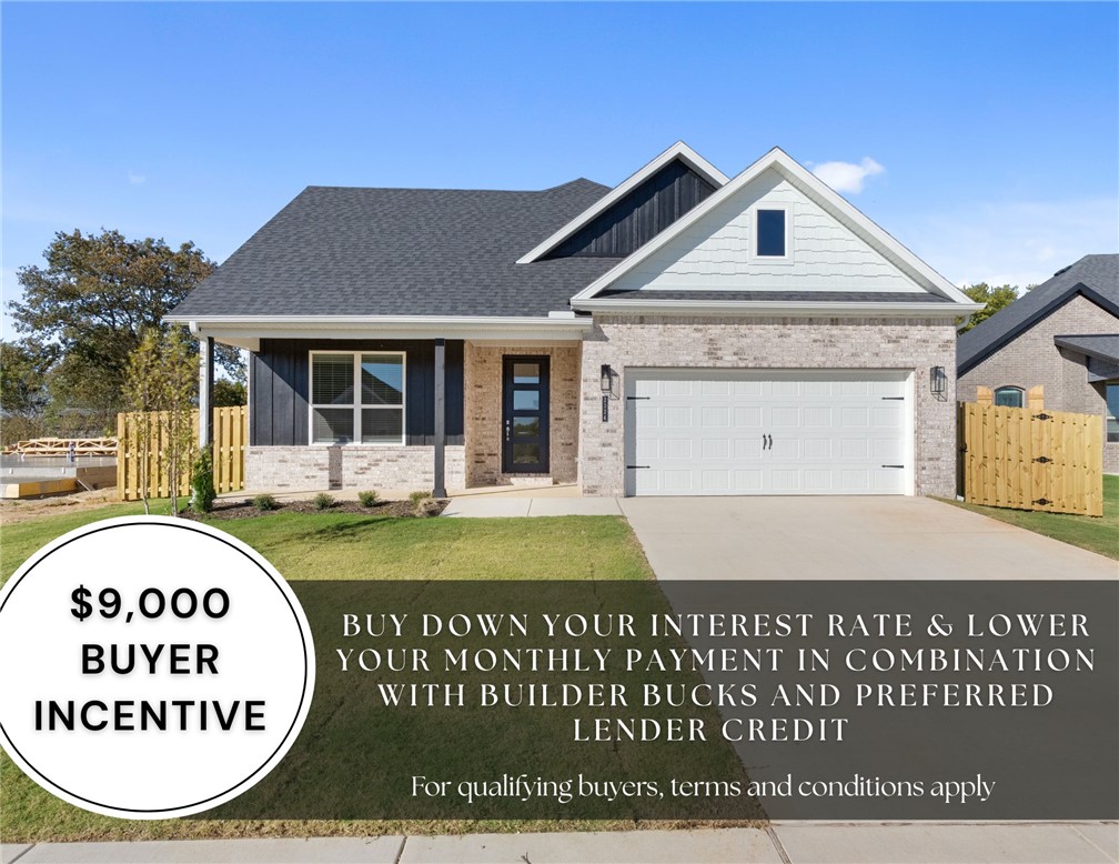 For a limited time, lower your interest rate with up to $9,000 in builder bucks and preferred lender incentives! Plus, fence, blinds, and gutters are all included. Step into the Stork Plan where LVP flooring runs through the living area, kitchen, and hallways, and the kitchen is a stand out feature of the home. Offering generous quartz counter space, ample cabinetry, gas range, and a large walk-in pantry with built-in shelving. Stainless steel appliances bring a modern touch to the kitchen. A composite granite sink combines style with durability. The Stork Plan offers 4 spacious bedrooms, 2.5 bathrooms. The open-concept layout creates a seamless flow between the kitchen, living, and dining areas, making it perfect for everyday living and entertaining. The primary suite includes a private bath and walk-in closet for added comfort. Enjoy outdoor living with a ceiling fan and TV hookup on the back patio.