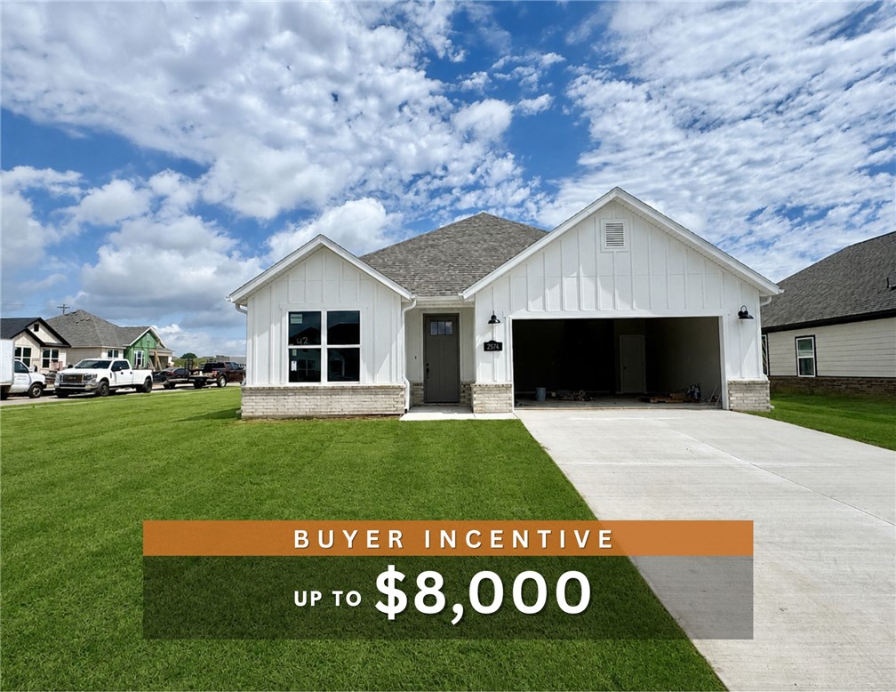 Colby plan with 1 level, garage on the right and South facing! 9 ft ceilings, linear electric fireplace, LVP flooring throughout the main living areas and master bedroom, quartz countertops and more. Chef's kitchen boasting frigidaire stainless steel appliances, gas range, pantry, quartz countertops, bar pull handles, large island and gorgeous backsplash. Luxurious primary bedroom features abundant natural light, while the spa-like master bathroom offers a walk-in shower, double sinks, tub, and spacious walk-in closets. Additional features include a formal dining room, three large secondary bedrooms and a functional laundry room. Nestled on a generous lot with covered patio that overlooks the serene sodded, fully fenced backyard. Sturdy concrete siding! Model home located at 3631 Tranquility St- Lot 1.