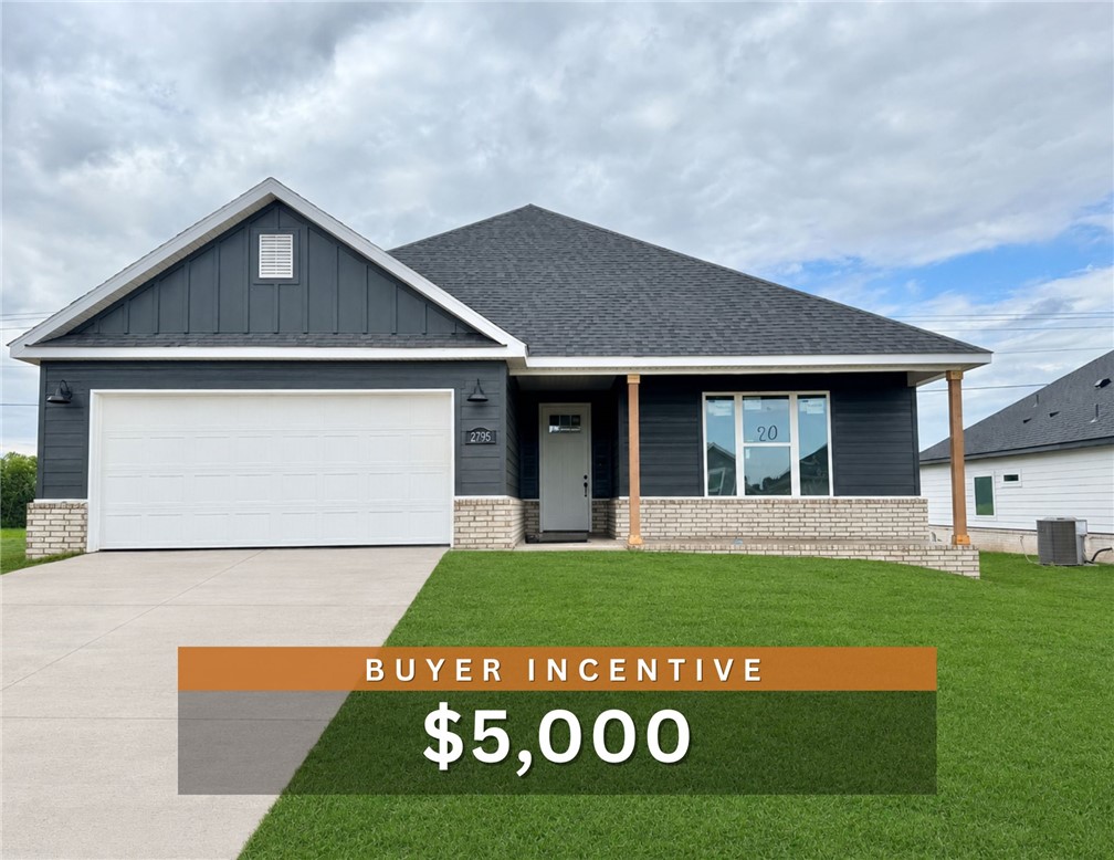 $5,000 BUYER INCENTIVE. Fence, blinds and gutters included! Discover your dream home in the new neighborhood- Jacob's Crossing. Fredrick plan with 1 level, garage on the left & North facing! 10 ft ceilings in the living room, linear electric fireplace, LVP flooring throughout the main living areas & primary bedroom, quartz countertops & more. Chef's kitchen boasting frigidaire stainless steel appliances, gas range, pantry, quartz countertops, bar pull handles, large island & gorgeous backsplash. Upgraded island paint color will be Mindful Gray! Luxurious primary bedroom features abundant natural light, while the spa-like primary bathroom offers a walk-in shower, double sinks, tub & spacious walk-in closets. Additional features include three large secondary bedrooms and a separate laundry room. Nestled on a generous lot with covered patio that overlooks the serene sodded, fully fenced backyard, creating an exceptional living experience. Model home located at 3631 Tranquility St-Lot 1.