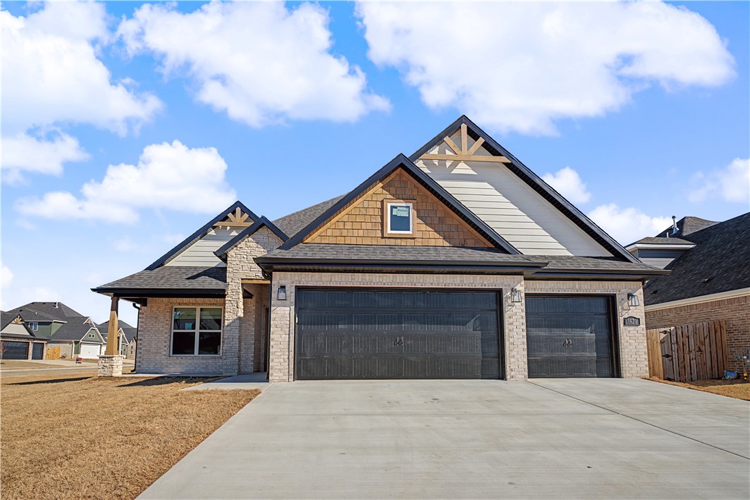 Welcome to Diamond Estates in Centerton, Arkansas a beautifully located community walkable to Bentonville West High School and Centerton Gamble Elementary. Just ten minutes to Downtown Bentonville! The Jennifer Plan offers 4 bedrooms, 3.5 bathrooms and is ideal for both comfort and functionality, featuring the primary suite and a secondary bedroom on the main floor. Upstairs, two additional bedrooms share a full bathroom. Open concept kitchen and living create a seamless flow for everyday living, complemented by a high end lighting, fixtures, and wood beams. Additional highlights include a three car garage and a covered back patio with a cozy outdoor fireplace, making it the perfect retreat for relaxing or entertaining year-round. Fence, blinds, and gutters are included. For a limited time, builder is offering $2500 toward closing costs and preferred lender is giving $2500 in lender credits! Community Pool, Playground, and Basketball court for your enjoyment! Contract today before it's gone!