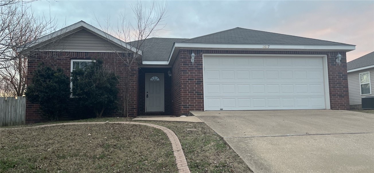 3 bedroom 2 bath, 2 car garage all brick home with fenced back yard. Vaulted ceiling in living room, split floor plan, walk-in closet in master. Carpet in 2 bedrooms. Minutes from downtown and bike trails. Small pets are negotiable. The fireplace in the living room is non-functionable.